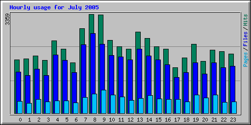 Hourly usage for July 2005