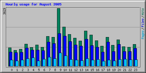 Hourly usage for August 2005